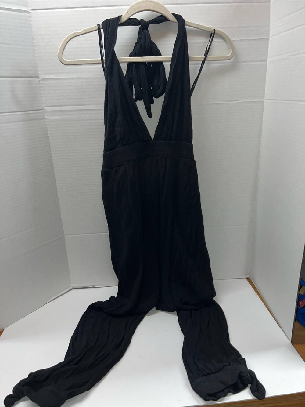 Lulu's Black Deep V-Halter Jumpsuit Lolinda Black Convertible Halter
